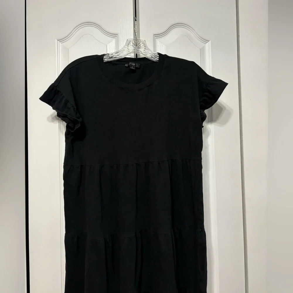 J.Crew Tiered Dress in Broken-In Jersey Black Size Small